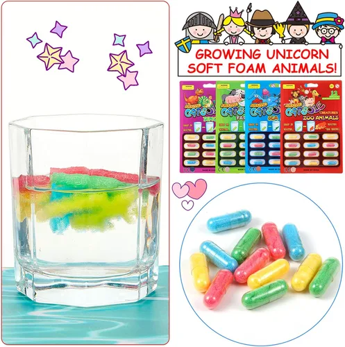 Miniatura 3 de Gejoy 8 cápsulas de agua de animales de agua, dinosaurio, unicornio, criatura marina, fiesta, cognición, esponja, píldoras, espuma expansible