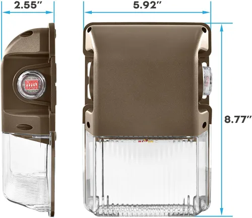 Miniatura 6 de LUXRITE Paquete de luz LED de pared de 15/20/25W con fotocélula 3CCT 3000K/4000K/5000K, 1950/2600/3250LM seleccionable, iluminación LED exterior
