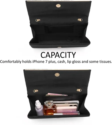Miniatura 6 de DETARA Bolsas de noche para mujer, con lentejuelas con purpurina, bolso de mano brillante para mujer, bolso formal de boda, fiesta, baile