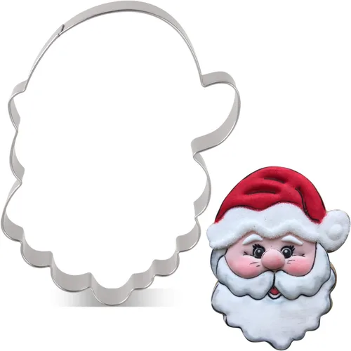 Miniatura 9 de LILIAO Cortador de galletas con cara de Papá Noel de Navidad - 3.4 x 4.3 pulgadas - Acero inoxidable