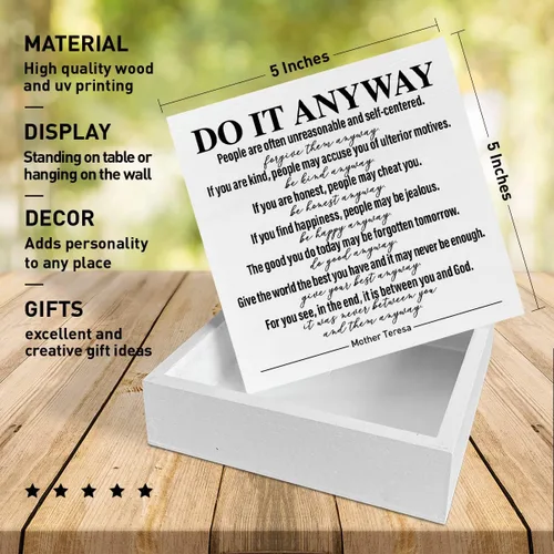 Miniatura 2 de Caja de madera para oficina en casa, decoración de escritorio con citas inspiradoras para mujeres, hombres, estudiantes, terapeuta, oficina, aula
