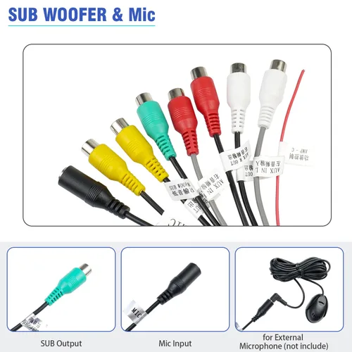 Miniatura 5 de Arnés de cableado para estéreo de coche Android de 20 pines RCA con 8 conectores RCA hembra de radio, ensamblaje de conectores de video CVBS AUX SUB