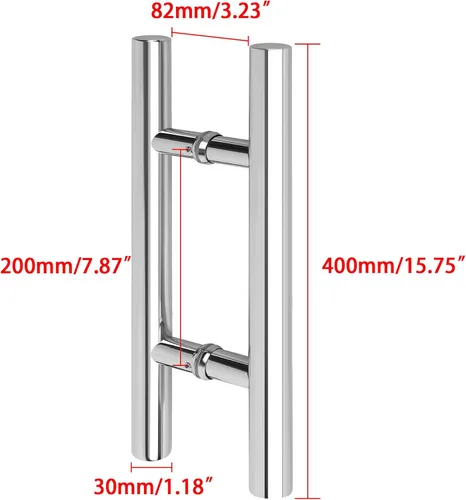 Miniatura 6 de Alise Manija de puerta de ducha, manija de puerta corrediza de vidrio de 16 pulgadas, manija trasera a trasera, compatible con vidrio de 1/8 a 3/5