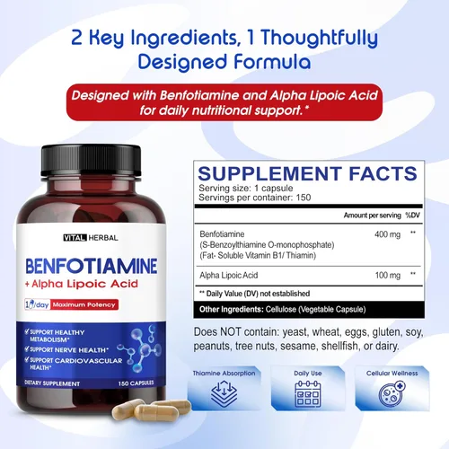 Miniatura 4 de Vital Herbal Benfotiamina liposomal con ácido alfa lipoico - Máxima potencia - Apoya el metabolismo saludable