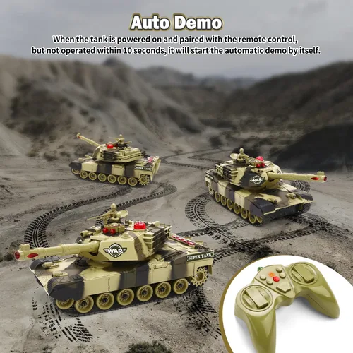 Miniatura 4 de Tanque a control remoto 1:28 para niños de 6 a 12 años, tanque militar de control remoto de 7 canales de 2.4 GHz con soldados de juguete, luces