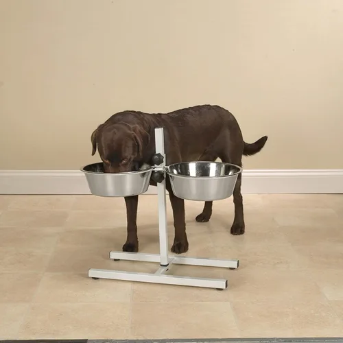 Miniatura 5 de ProSelect - Tazón ajustable de acero inoxidable para perros con dos cuencos de comida para mascotas