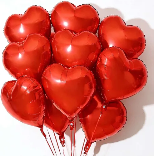 10 globos rojos de aluminio con forma de corazón de 18 pulgadas, globos de Mylar para baby shower, boda, decoraciones de San Valentín, globos de