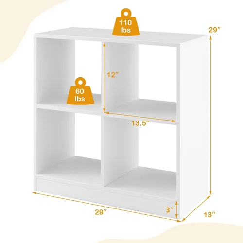 Miniatura 3 de Costzon Organizadores y almacenamiento de juguetes, estantería de madera blanca de 4 cubos para niños para libros, organización de exhibición