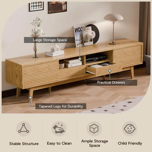 Miniatura 5 de TOLEAD Soporte para TV de 59", Soporte de Televisión Moderno de Mediados de Siglo para TV de 43/55/65 pulgadas, Consola de TV de Perfil Bajo