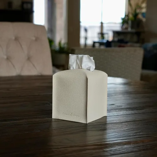 Miniatura 6 de Soporte para caja de pañuelos de piel sintética de alta calidad, elegante funda de caja de pañuelos estilo hotel para decoración del hogar, oficina
