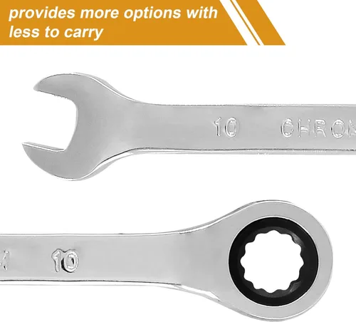 Miniatura 2 de Llave de trinquete reversible de acero CR-V, SAE y métrica, 2 unidades, 0.394 in, 72 dientes