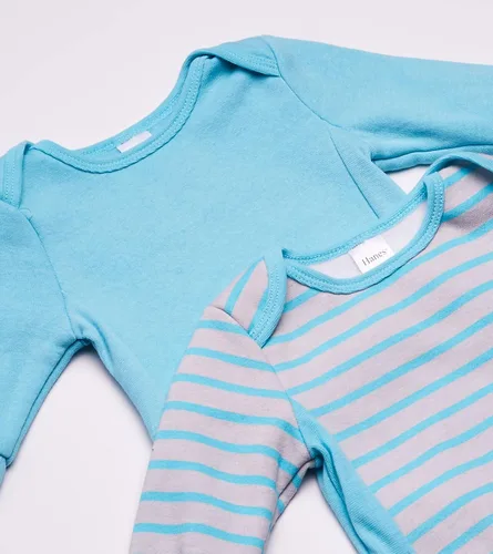 Miniatura 2 de Hanes Ultimate baby girls Crew Sweatshirt Pullover Sweater Light Grey StripeTurquoise Solid 12-18 Months US