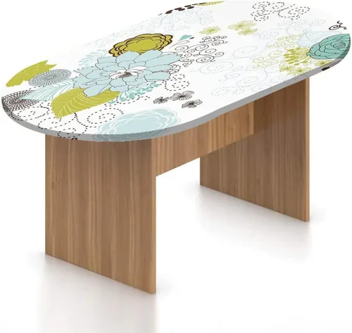 XISUNYA Mantel ovalado ajustable de poliéster elástico floral, mantel de mesa con estampado de pétalos románticos pasteles, hojas y remolinos, se