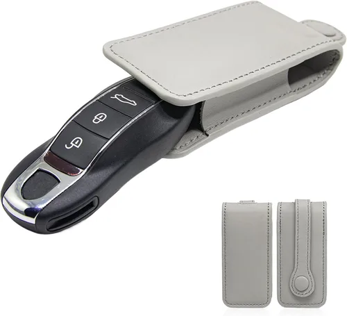 Miniatura 14 de AeroBon Funda de Cuero Genuino para Llaves Bolsa de Cuero para Llaves Compatible con Llavero Porsche (Beige)