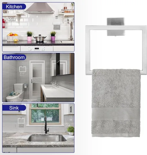 Miniatura 4 de uxcell Juego de 5 piezas de accesorios de baño, juego de barra de toalla de acero inoxidable de 23.6 pulgadas, soporte para papel higiénico, 2