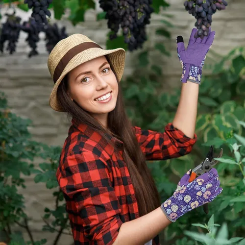 Miniatura 7 de Guantes de jardinería de cuero para mujer, guantes de jardín a prueba de espinas, guantes de trabajo para pantalla táctil, regalos ColorR