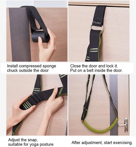 Miniatura 4 de Correa de estiramiento de yoga, fitness, correa de estiramiento de flexibilidad de puerta, mejora la flexibilidad de la pierna, cintura y espalda