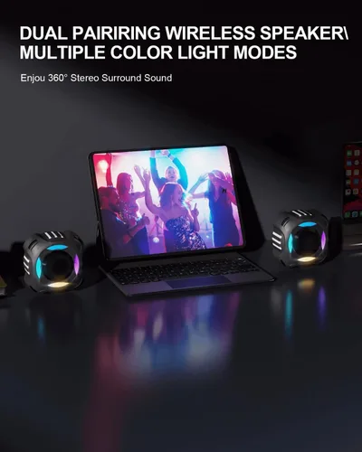 Miniatura 7 de Comiso - Altavoz impermeable con graves robustos, altavoz de ducha con luz dinámica, modo TWS, sonido HD fuerte, impermeable IP67, 2000mAh