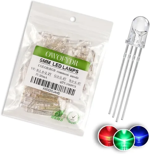 Miniatura 37 de 100 lámpara LED de diodo de luz blanca cálida de 5mm (Lente Transparente Redonda DC 3V 20mA) Bombilla de iluminación, componente electrónico, luz