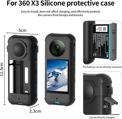 Miniatura 3 de JasonMighty para Insta360 X3 Kit de accesorios de protección Camera Case,Silicone Cover,Lens Guards,Screen Tempered Glass ,Provide full camera