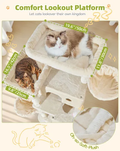 Miniatura 5 de Taoqimiao Torre de árbol para gatos, árbol resistente de 76 pulgadas para gatos de interior, torre grande para gatos adultos con postes rascadores
