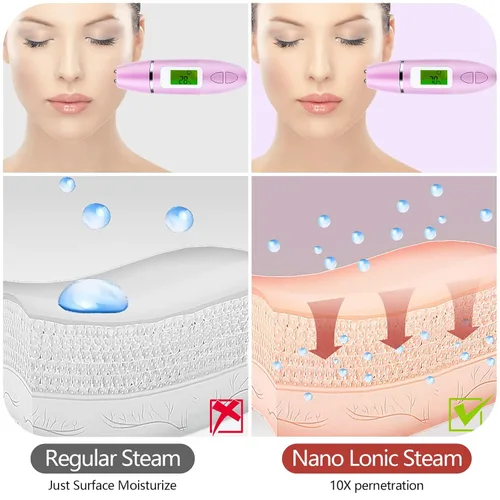 Miniatura 4 de Vaporizador facial - Vaporizador facial nano iónico para limpieza profunda, juego de humidificador facial de niebla caliente para mujeres y hombres