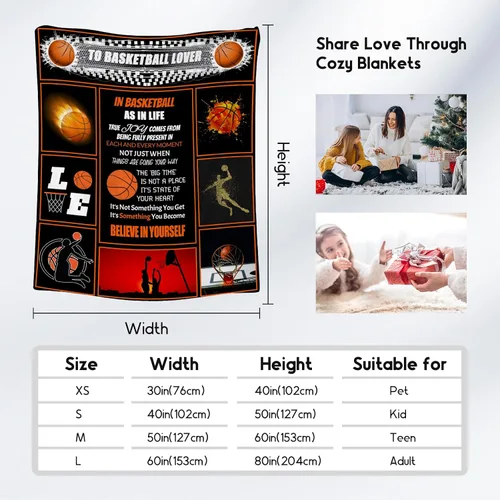 Miniatura 4 de Regalos de baloncesto para niños, manta de baloncesto para niñas y niños, mantas deportivas para jugadores, mantas de felpa para niños para sofá