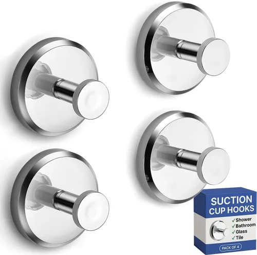 Miniatura 13 de HOME SO Ganchos con ventosa para toallas de ducha y baño, paquete de 2 – Ganchos de ventosa para colgar toallas, batas y abrigos – azulejos, puerta