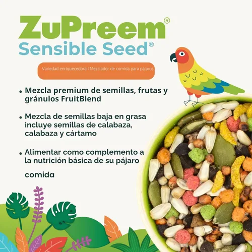 Miniatura 2 de ZuPreem Sensible Seed Alimento para Aves, Cacatúa, Agapornis, Cuáquero, Conuro Pequeño, Mezcla de Semillas y Pellets para Aves Medianas, Complemento