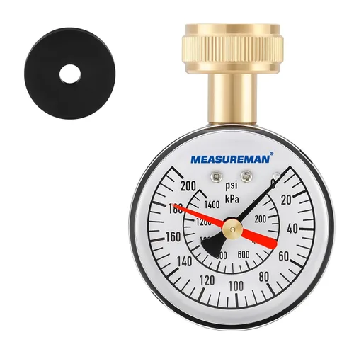 Miniatura 9 de Measureman - Manómetro de presión de agua de 0-200 psi, esfera de 2.5", medidor de presión para boquilla de manguera, probador de presión de agua