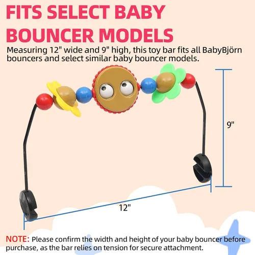 Miniatura 2 de Barra de juguete para mecedora de bebé, juguete con ojos saltones que reproduce música y bolas que hacen sonidos tintineantes, accesorio