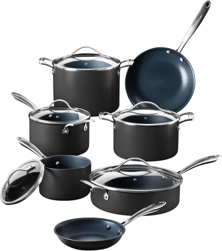 Guy Fieri's Flavortown Laser Titanium Juego de 12 Piezas - Juego de Utensilios de Cocina Antiadherentes Sin PFAS, PTFE o PFOA, 3 Veces Más Duradero,