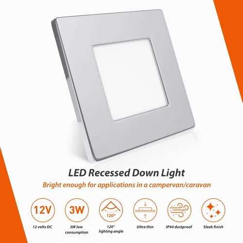 Miniatura 3 de Dream lighting Luces LED empotrables cuadradas para caravana, remolque, cámper, iluminación interior de 12 voltios, 3.0 W, 2.7 pulgadas, carcasa