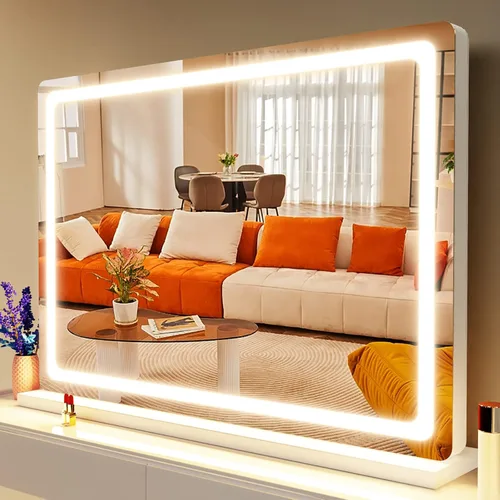 Miniatura 20 de Gvnkvn Espejo de tocador de maquillaje con puerto de carga USB de 19 pulgadas de largo x 24 pulgadas de ancho, espejo de maquillaje LED, espejo