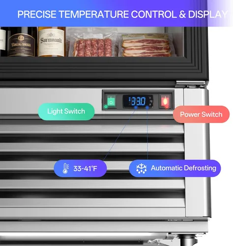 Miniatura 8 de Coolski Refrigerador comercial de bebidas de 3 puertas de 82 pulgadas de ancho, refrigerador de 78.2 pies cúbicos con pantalla de puerta de vidrio