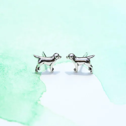 Miniatura 4 de Boma Jewelry - Aretes de plata de ley Labrador Retriever para perro Plata de ley No es una piedra preciosa