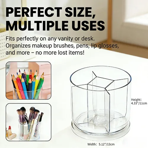 Miniatura 6 de Soporte para brochas de maquillaje con 360 brochas de maquillaje giratorias para tocador, 5 ranuras, organizador de maquillaje y almacenamiento