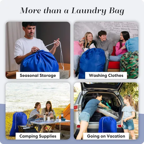 Miniatura 7 de Handy Laundry Nailon XL – Gran capacidad con cordón de bloqueo, lavable a máquina, se adapta a cestas de lavandería o cestas, capacidad para 3 Azul