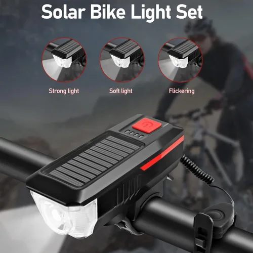 Miniatura 2 de LEDHOLYT Rechargeable Solar Bike Lights, Night Ultra Bright Bicycle Lights Rojo