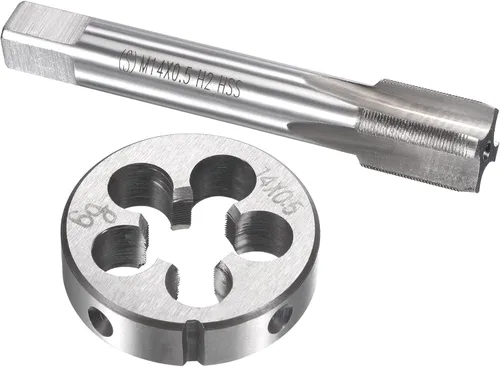 Miniatura 17 de uxcell M13 x 0.039 in Juego de llaves métricas y troqueles, rosca de máquina con troquel de roscado redondo, kit de grifo y troquelado