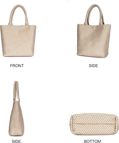 Miniatura 6 de Bolso de mano tejido para mujer, bolso grande de cuero tejido para mujer, elegante bolso de verano para trabajo, viajes, playa