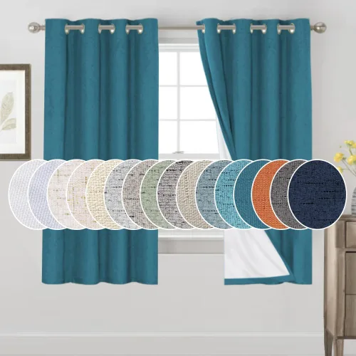 Miniatura 172 de Primitive - Cortinas opacas 100 % de lino texturizado natural para dormitorio, sala de estar, cortinas para ahorra energía, tela de arpillera