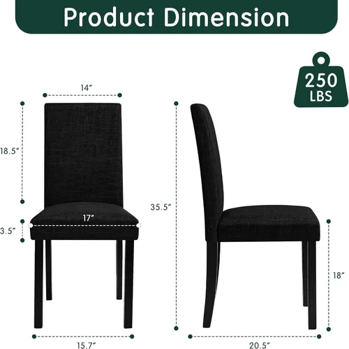 Miniatura 2 de CHUN YI Juego de 4 sillas de comedor tapizadas, sillas de comedor de tela con patas de madera maciza, sillas Parson modernas para cocina