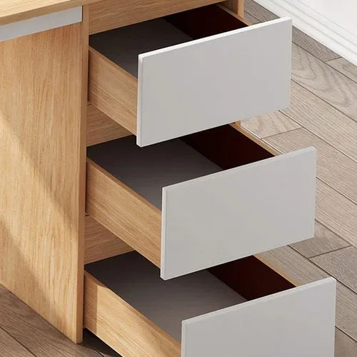 Miniatura 6 de Escritorio rectangular de oficina con 3 cajones, mesa de estudio, escritorio para estudiantes, escritorio para escribir, laptop, oficina en casa