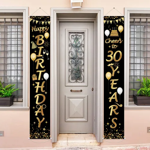 Miniatura 6 de Blulu 2 carteles decorativos de cumpleaños de 30 años para hombres y mujeres, suministros de decoración de fiesta de feliz cumpleaños de 30 años
