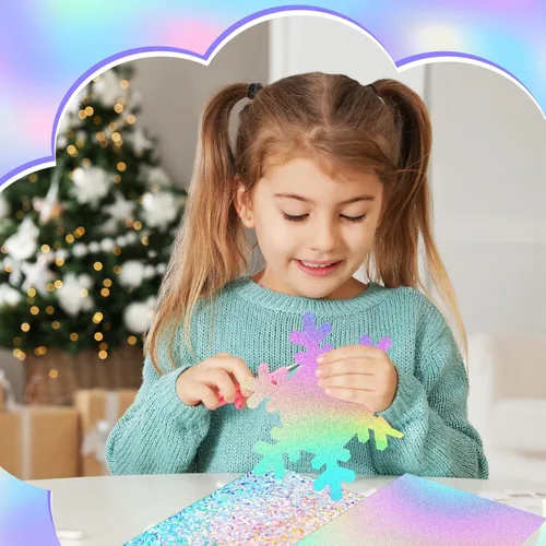 Miniatura 4 de 24 Hojas de Cartulina Holográfica 8.5 x 11, 250gsm/92lb Cartulina Metálica con Purpurina, Papel Espejo Iridescente Brillante, Cartulina Gruesa