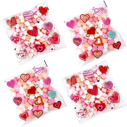 Miniatura 13 de 200 unidades de 5.5 x 5.5 pulgadas con bonito lazo de encaje transparente para asar galletas, regalo de bricolaje, plástico para dulces, envoltura