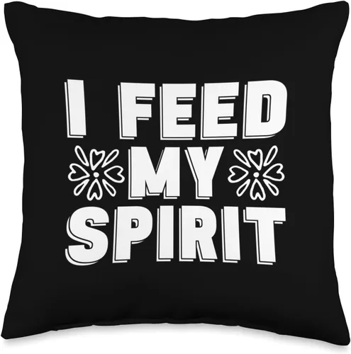 Mental Health Designs for Coffee Drinker I Feed My Spirit Coffee Anxiety Awareness Care Mental Health Throw Pillow, 16x16, Multicolor