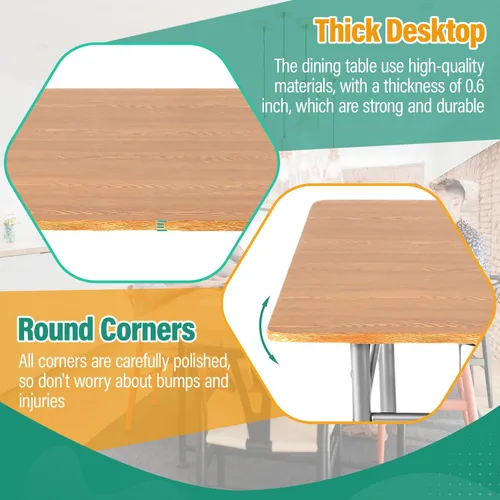 Miniatura 5 de Juego de mesa de comedor PayLessHere, mesa de madera y 4 sillas modernas con patas de metal, muebles rectangulares para el hogar