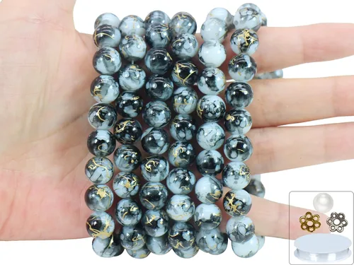 Miniatura 34 de 848 cuentas redondas de cristal agrietado – 0.236 pulgadas, 0.315 pulgadas, 0.394 pulgadas, 0.394 pulgadas, jade artificial para hacer joyas